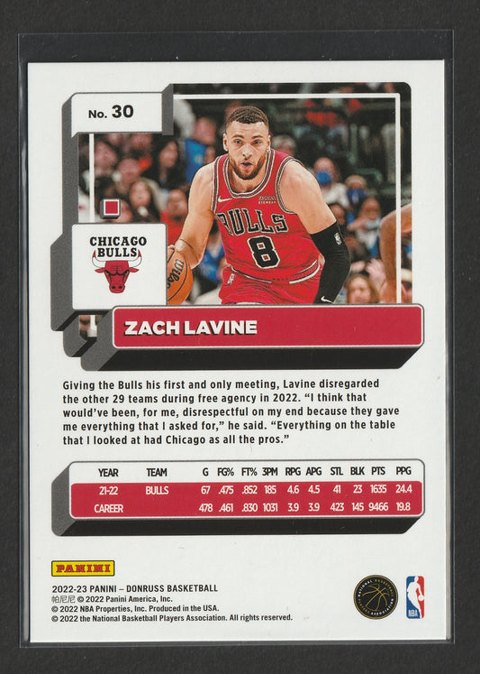 Zach LaVine 2022-23 Panini Donruss Holo Light Blue Laser 11/25 #30