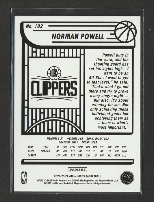 Norman Powell 2022-23 Panini NBA Hoops Blue Explosion 51/59 #182