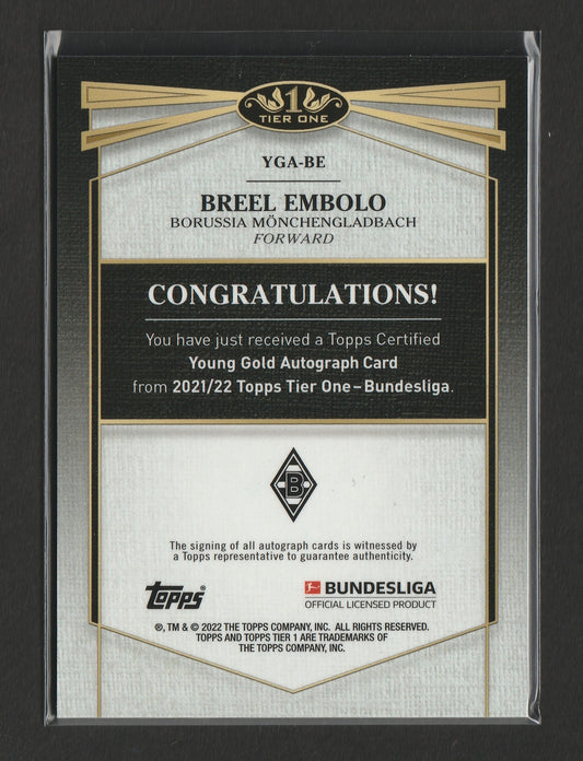 Breel Embolo 2021-22 Topps Tier One Bundesliga Young Gold Auto 39/75 #YGA-BE
