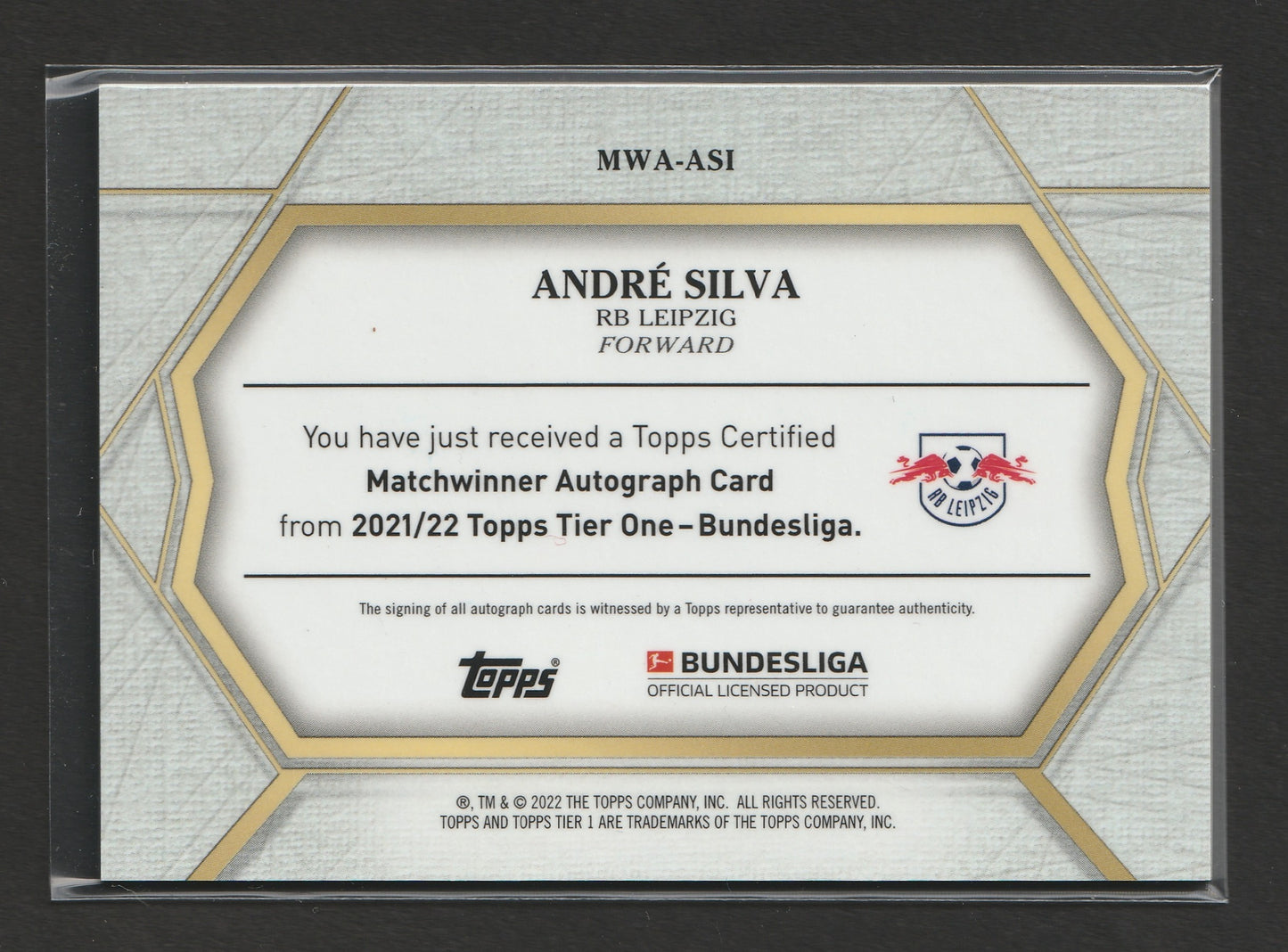 André 2021-22 Topps Tier One Bundesliga Matchwinner Auto 012/100 #MWA-ASI