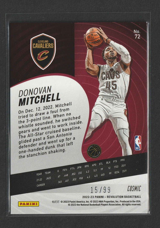 Donovan Mitchell 2022-23 Panini Revolution Cosmic 15/99 #72