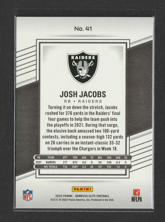 Josh Jacobs 2022 Panini Donruss Elite Red 300/399 #41