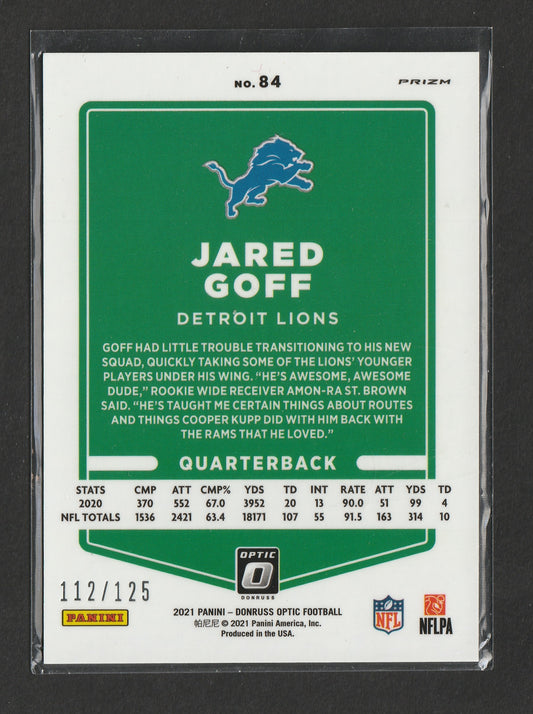 Jared Goff 2021 Panini Donruss Optic Silver Circles Prizm 112/125 #84 - Fiedler24