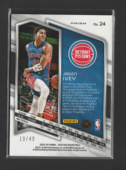 Jaden Ivey 2023-24 Panini Spectra International Red & Yellow Prizm 19/49 #24