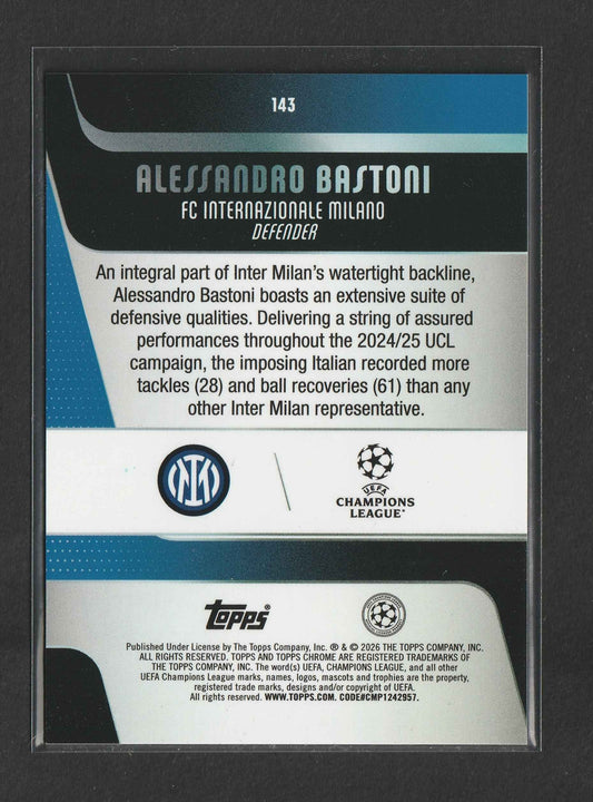 Alessandro Bastoni 2025-26 Topps Chrome UEFA Club Competitions Purple X-Fractor 01/75 #143