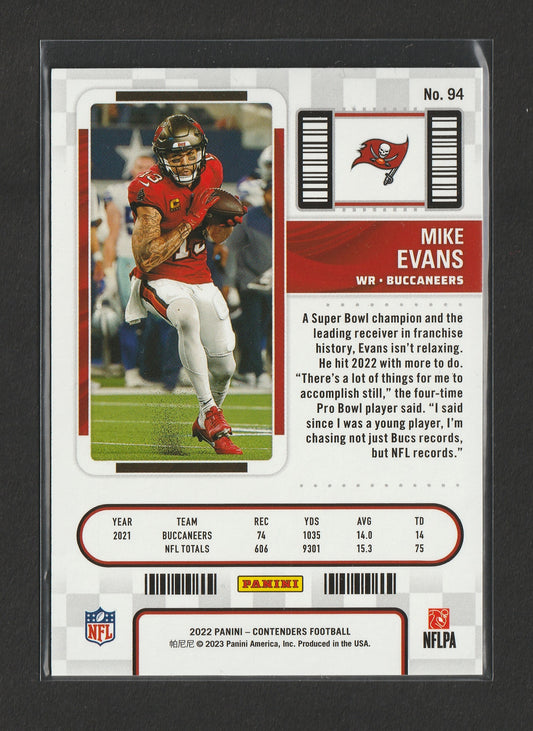 Mike Evans 2022 Panini Contenders Championship Ticket Silver 62/99 #94