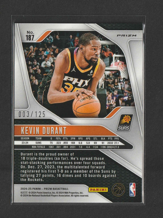 Kevin Durant 2024-25 Panini Prizm Blue Wave Prizm 003/125 #187