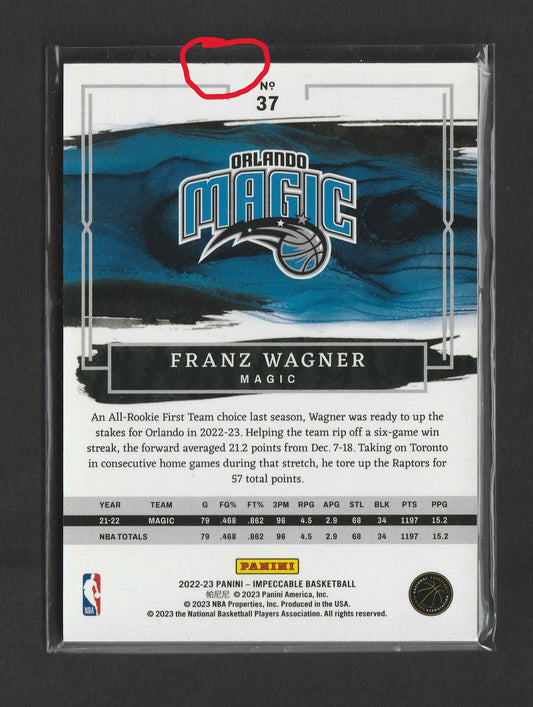 Franz Wagner 2022-23 Panini Impeccable Base (Bronze) 70/99 #37
