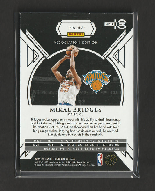 Mikal Bridges 2024-25 Panini Noir Association Edition International 15/15 #59
