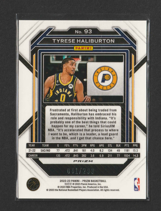 Tyrese Haliburton 2022-23 Panini Prizm Red Prizm 041/299 #93