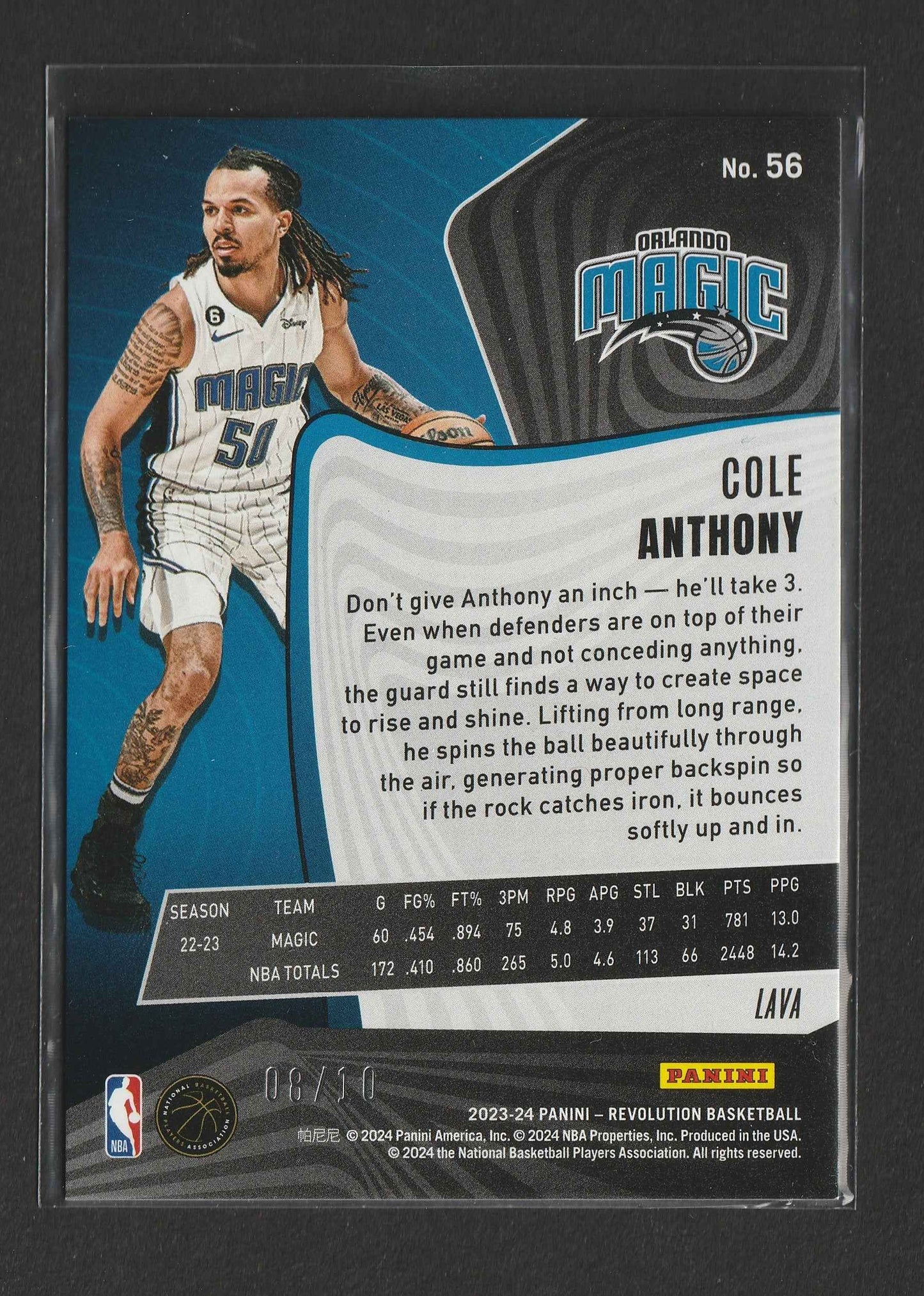 Cole Anthony 2023-24 Panini Revolution Lava 08/10 #56