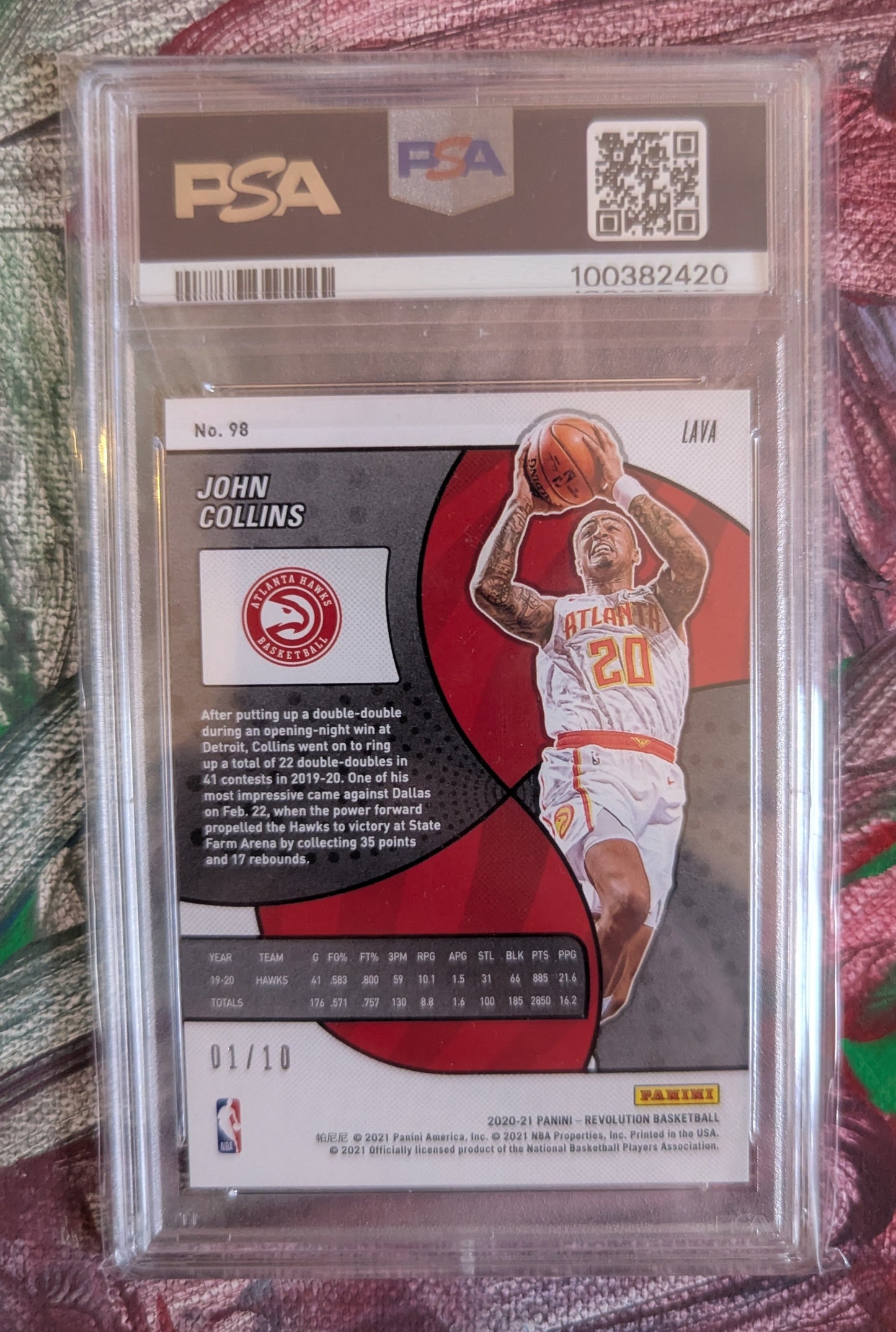 John Collins 2022/23 Panini Revolution Lava 01/10 PSA 10 #98 Pop 1 ! Fiedler24