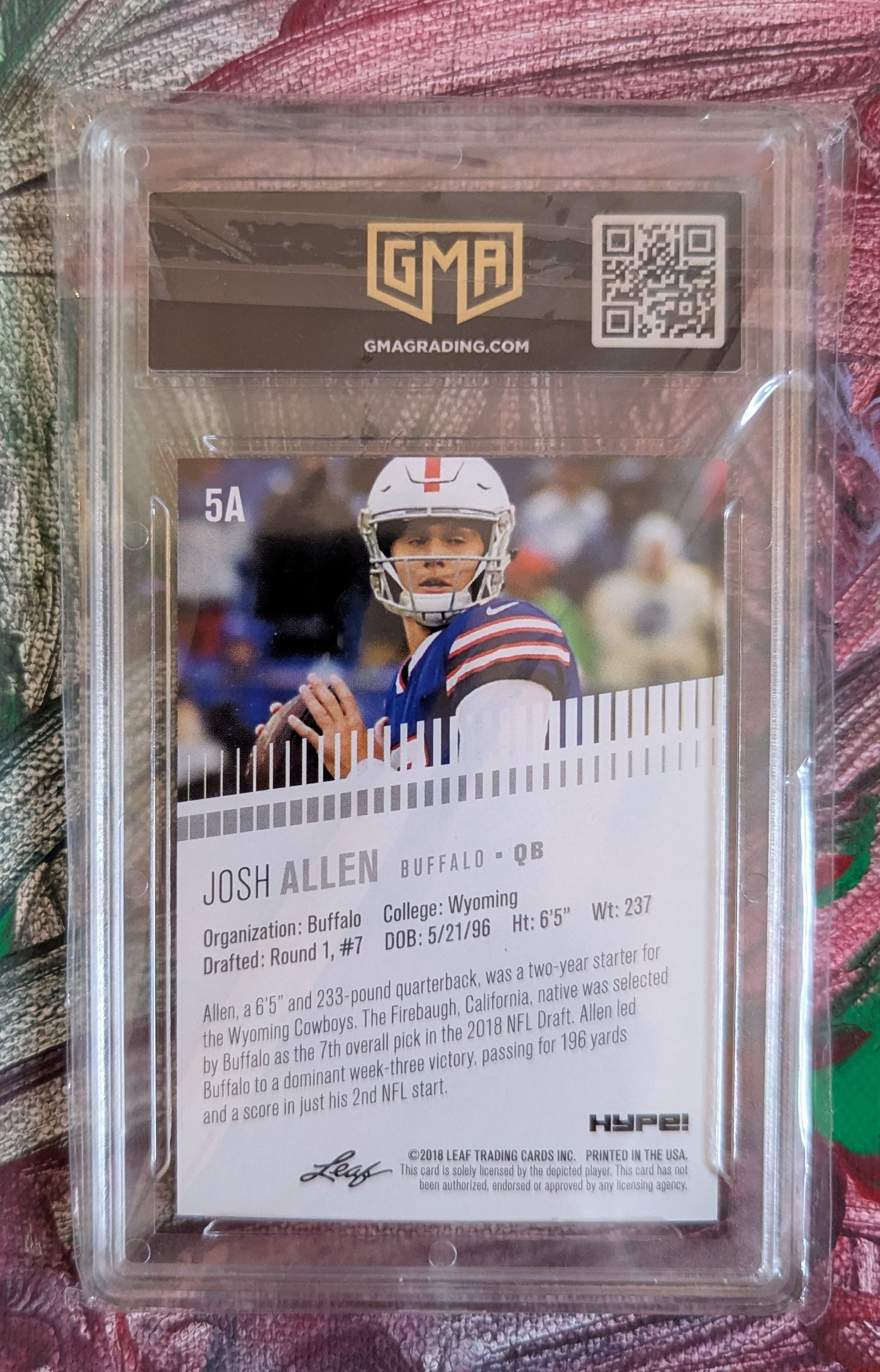 2018 Leaf Hype! -Rookie - Josh Allen, #5A - GMA 10