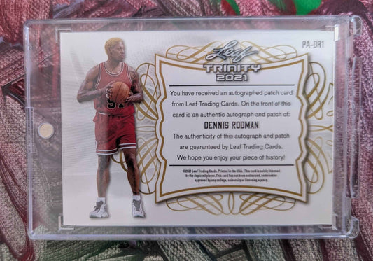 Dennis Rodman 2021 Leaf Trinity Player-Worn Patch Auto #PA-DR1