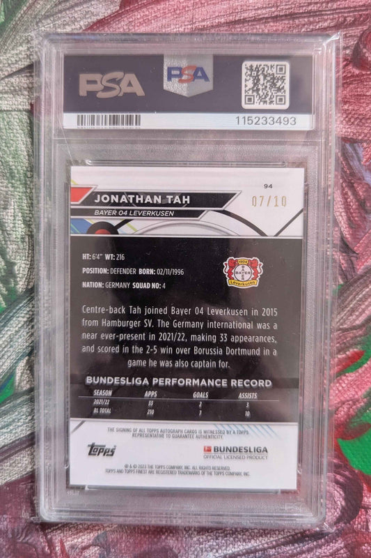 Jonathan Tah 2022/23 Topps Finest Bundesliga Orange Wave, PSA 10 #94 Pop 2 !