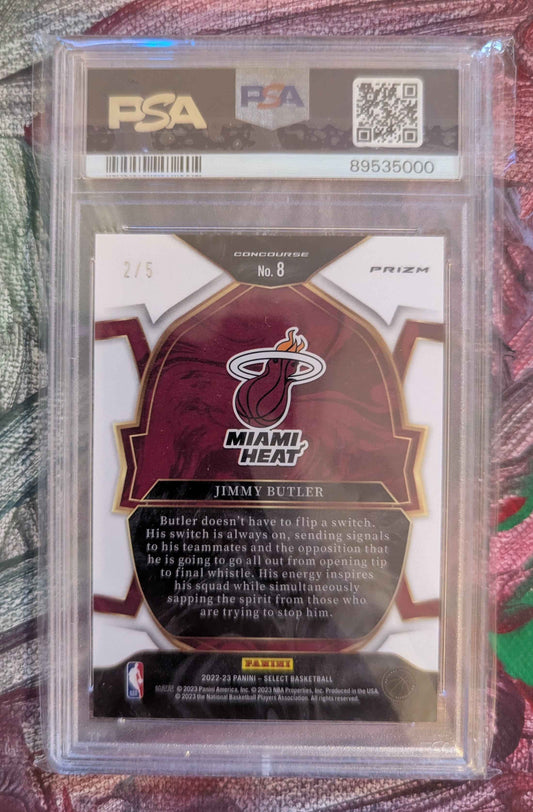 Jimmy Butler 2022/23 Panini Select Green Disco Prizm 2/5 PSA 10 #8