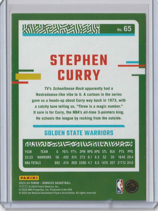 Stephen Curry 2023-24 Panini Donruss Green Laser #65