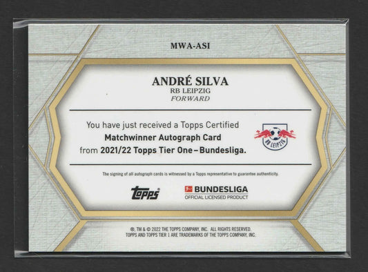 Silberne und goldene geometrische topps matchwinner autograph karte von andré silva rb leipzig 2021-22