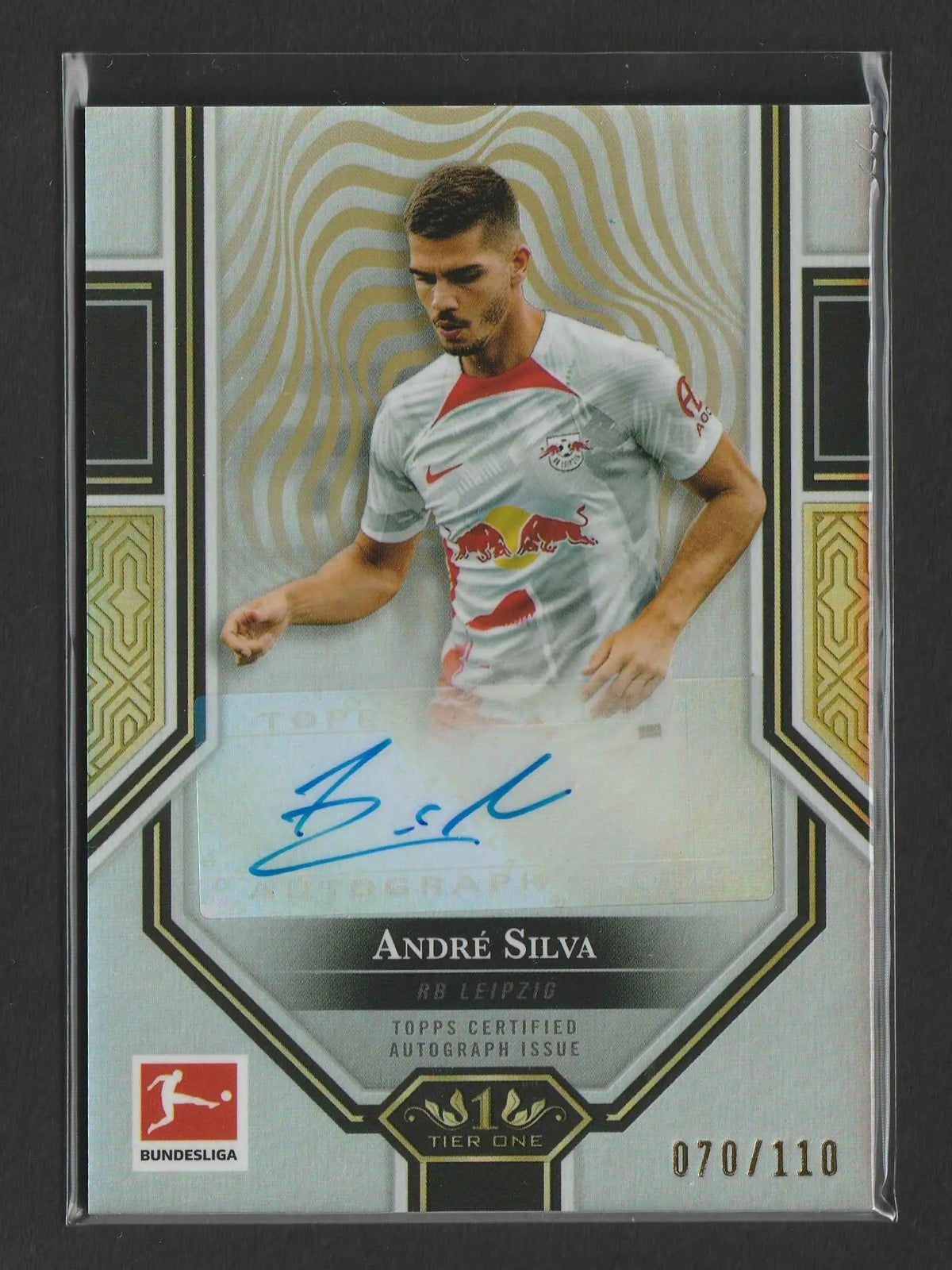 Autogrammkarte andré silva 2022-23 topps tier one bundesliga silberrote bull leipzig trikot magnet auto 070/110