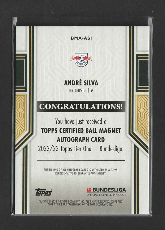 André Silva 2022-23 Topps Tier One Bundesliga ball magnet autograph card white gold border in protective case