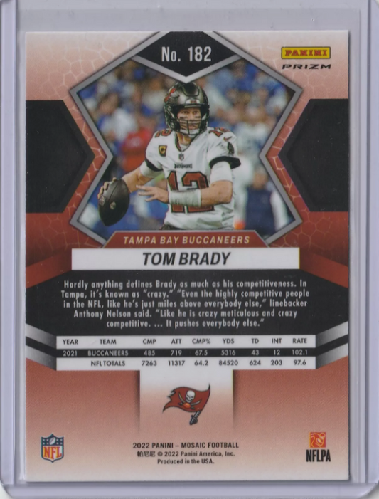 Tom Brady 2022 Panini Mosaic Green Mosaic Prizm #182