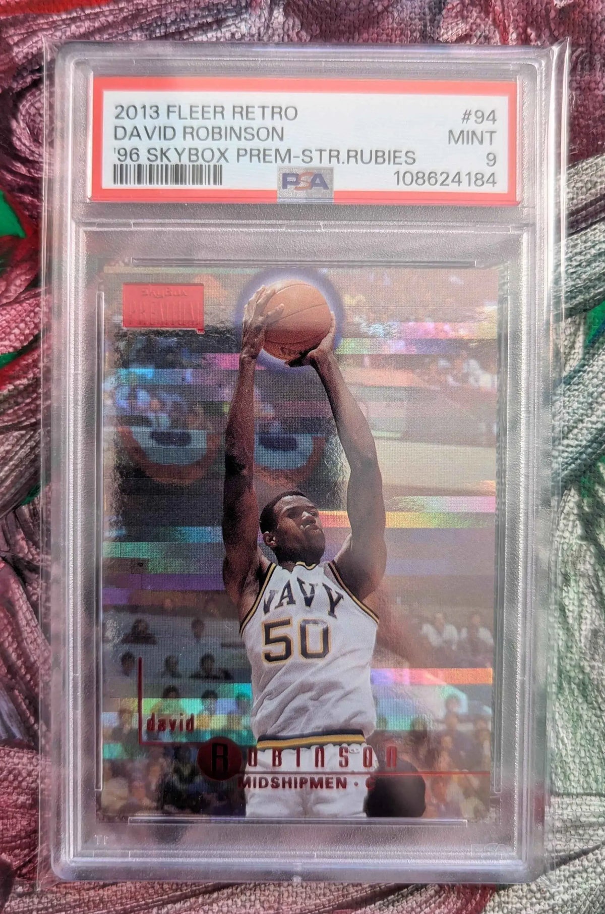 David robinson 2013 14 fleer retro 1996 97 skybox premium star rubies basketball trading card #94 psa 9 pop 4