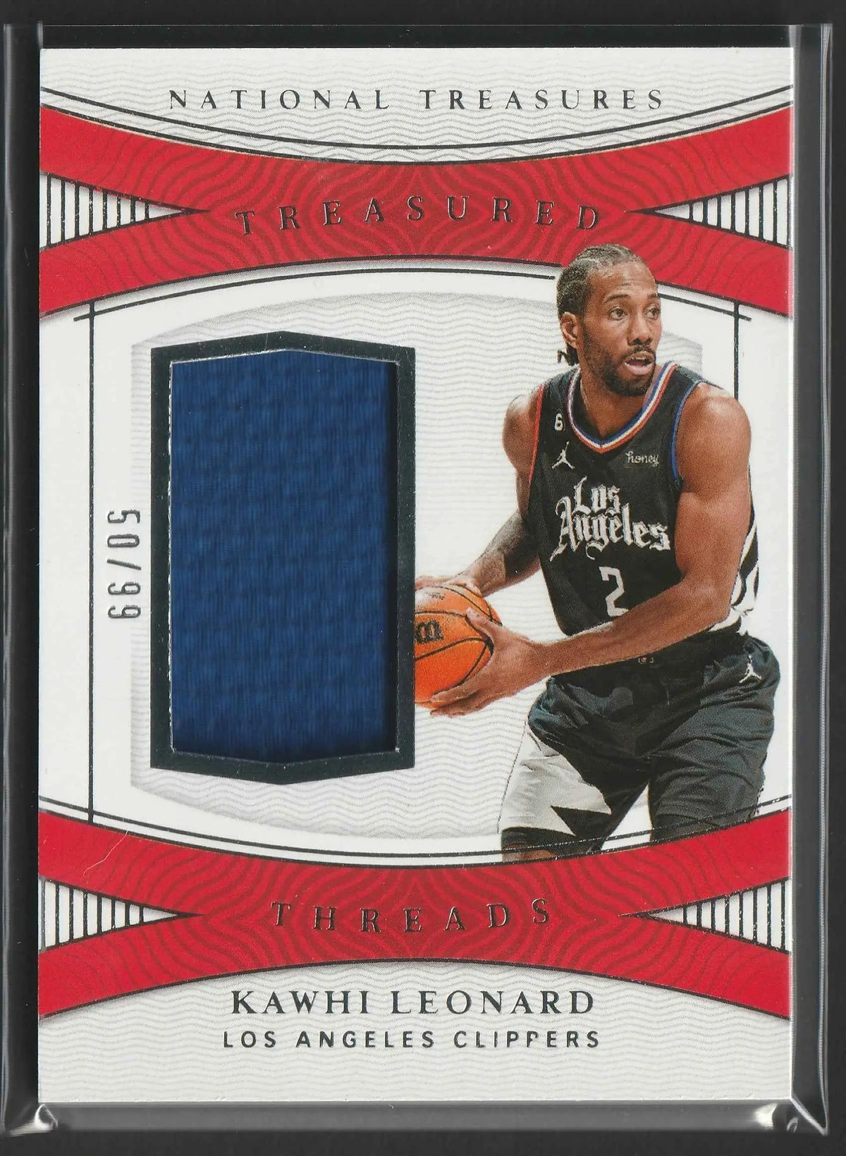 National treasures treasured threads trading card mit kawhi leonard los angeles clippers jersey und echtem blauen stofffetzen
