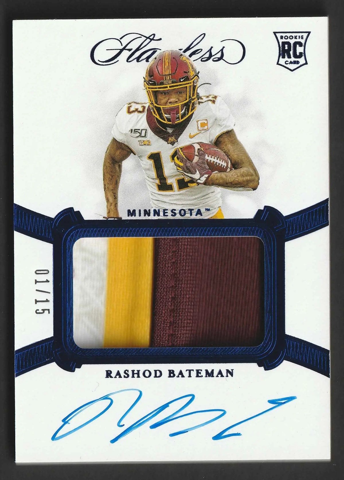 Weiße und blaue rashod bateman rookie karte mit autograph im minnesota vikings uniform 01 von 15