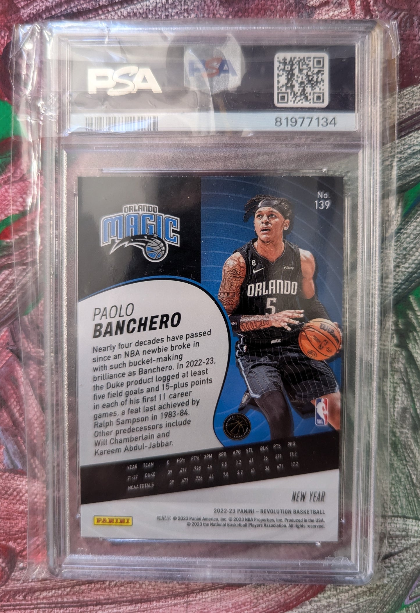 2022 Panini Revolution -Chinese New Year - RC Paolo Banchero - PSA 10