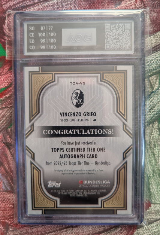 Vincenzo Grifo 2023 Topps Tier One Bundesliga Red 10/10 AOG 9 #TOA-VG Fiedler24