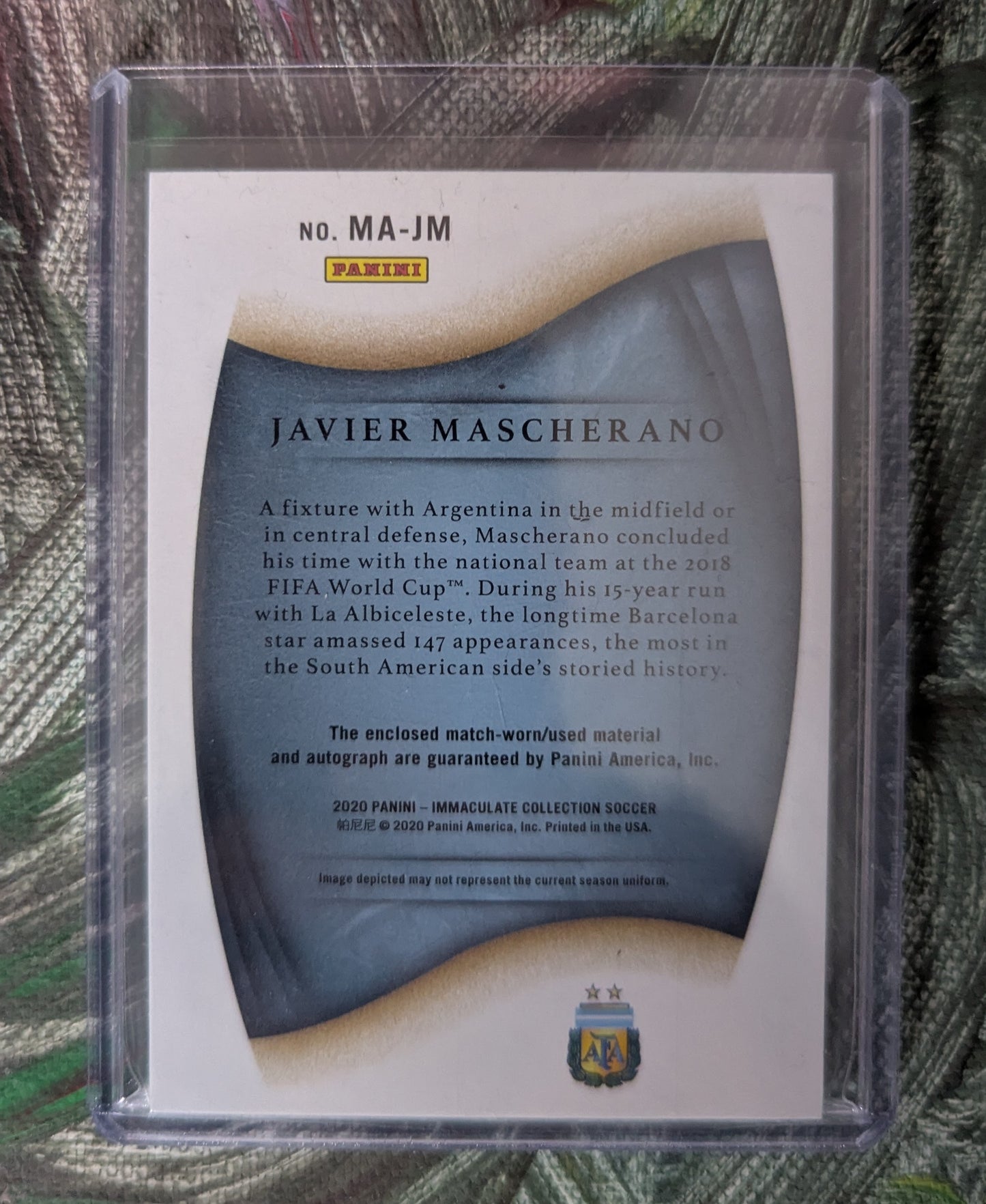 Panini Immaculate 2020 - Memorabilia Auto - Javier Mascherano /99,  #MA-JM - Match-Worn