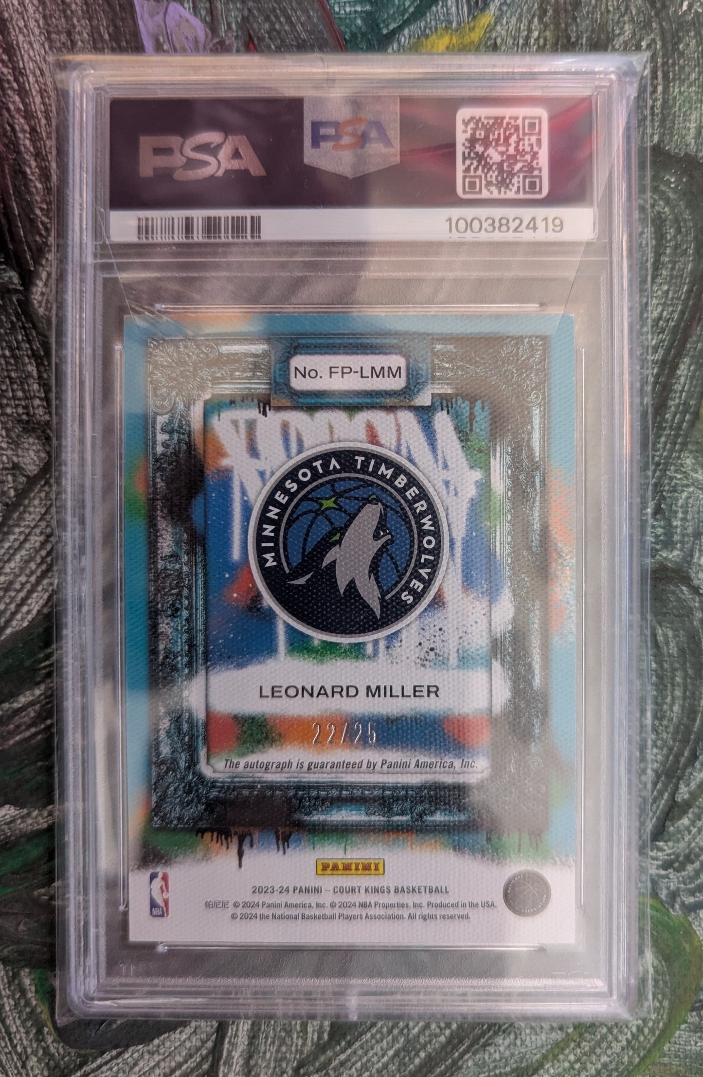 2023-24 Panini Court Kings - Fresh Paint, Sapphire - Leonard Miller 22/25, PSA 9 - Low Pop !