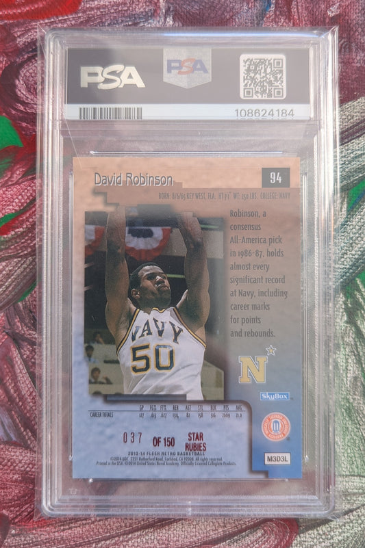 2013-14 Fleer Retro - 1996-97 Skybox Premium - Star Rubies #94 - David Robinson 037/150 - PSA 9 - POP 4 !