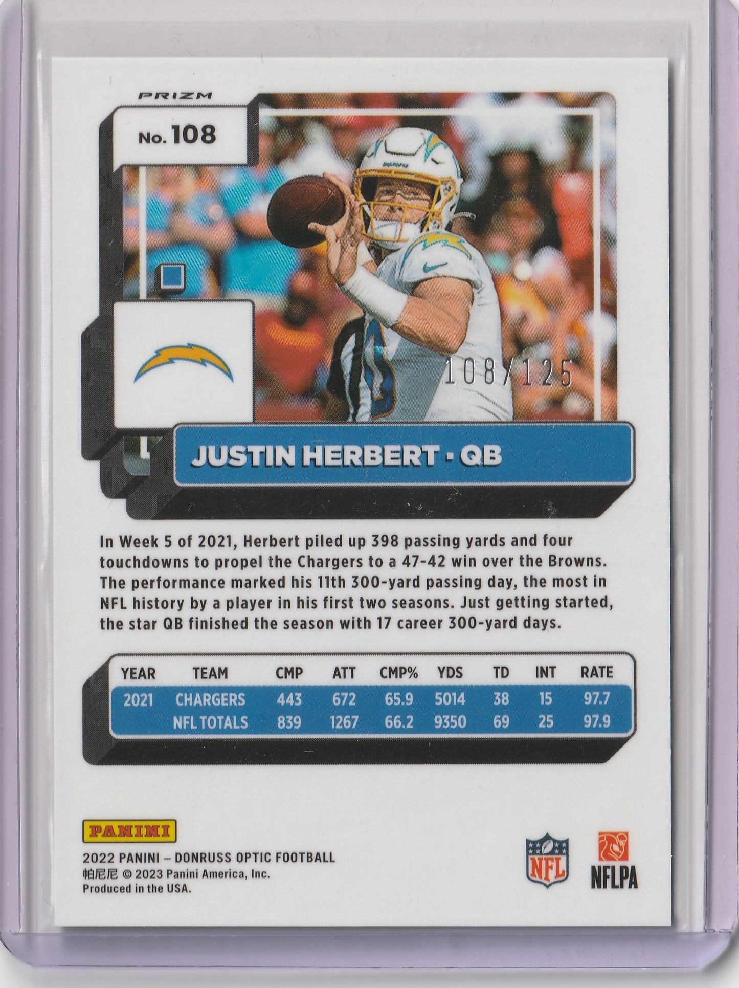 Panini Donruss Optic2022 - Silver Circles Prizm - Justin Herbert 108/125, #108