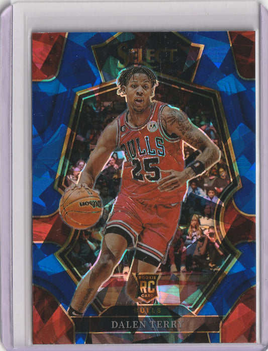 2022-23 Panini Select - Blue Cracked Ice Prizm - RC Dalen Terry, #188