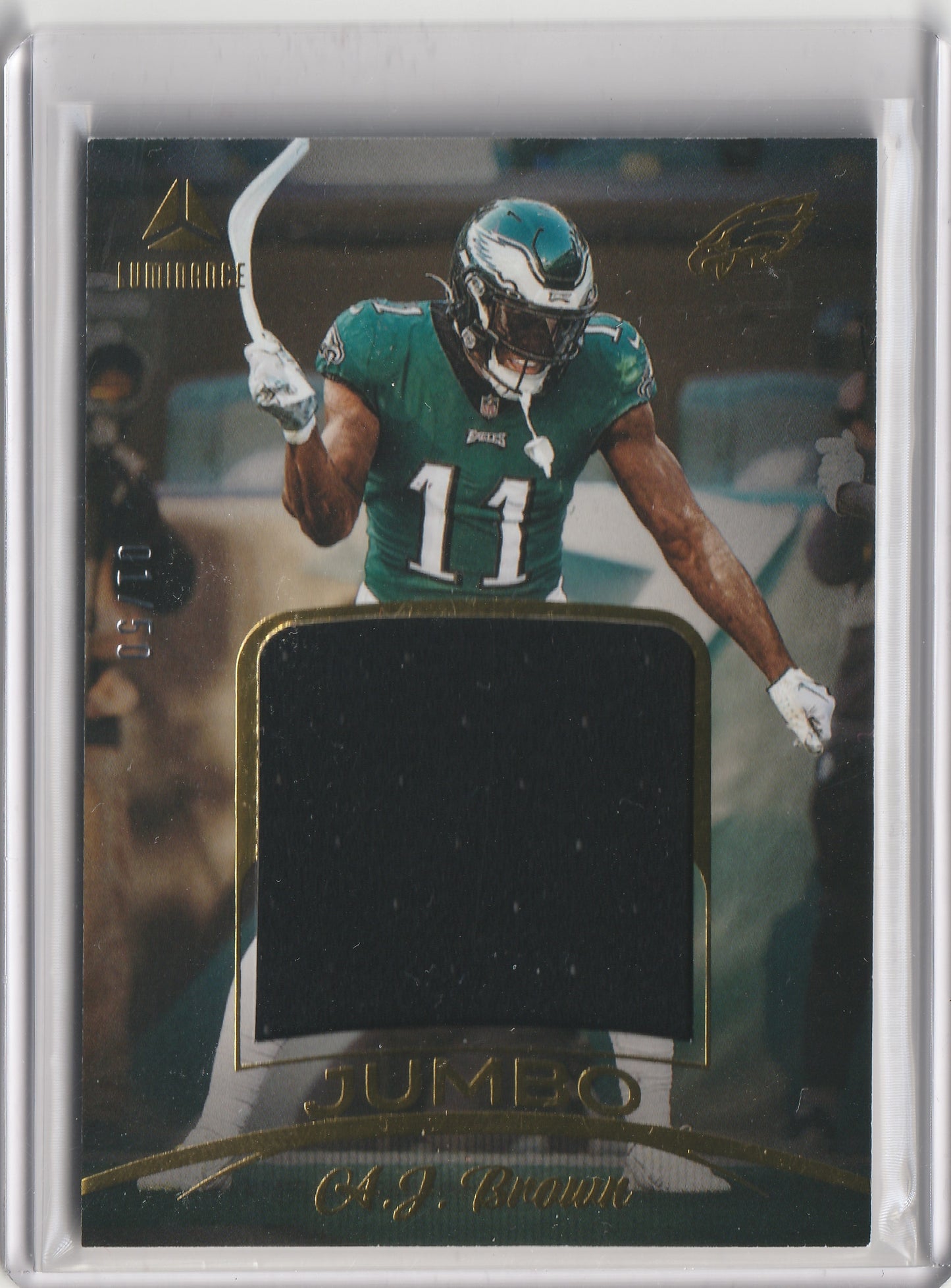 2023 Panini Luminance - Jumbo Relics - Gold - A.J. Brown 01/50, #JUM-9