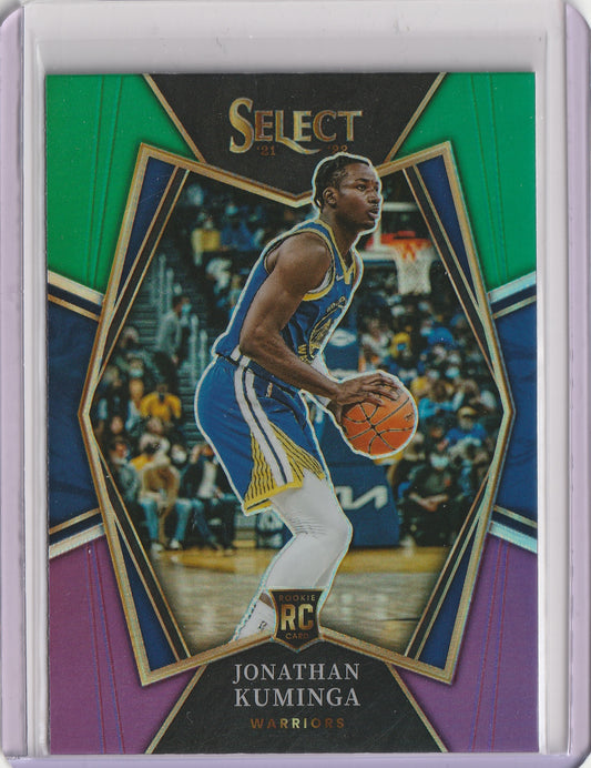 2021-22 Panini Select - Green White Purple Prizm - RC Jonathan Kuminga, #123