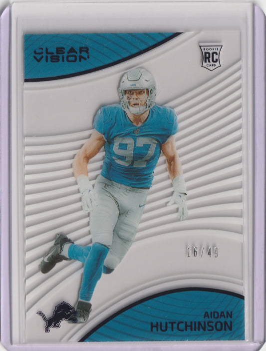 2022 Panini Chronicles - Clear Vision Rookies - Purple - Aidan Hutchinson 16/49, #CVR-3