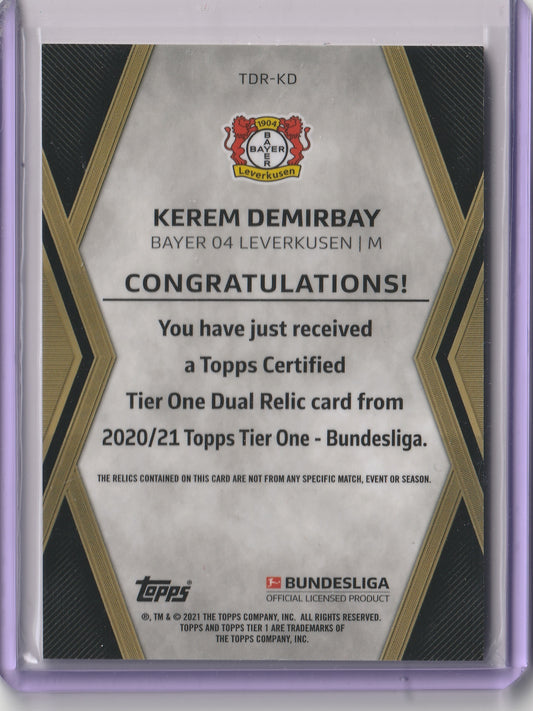 2020-21 Topps Tier One Bundesliga - Dual Relic - Kerem Demirbay 25/25, #TDR-KD