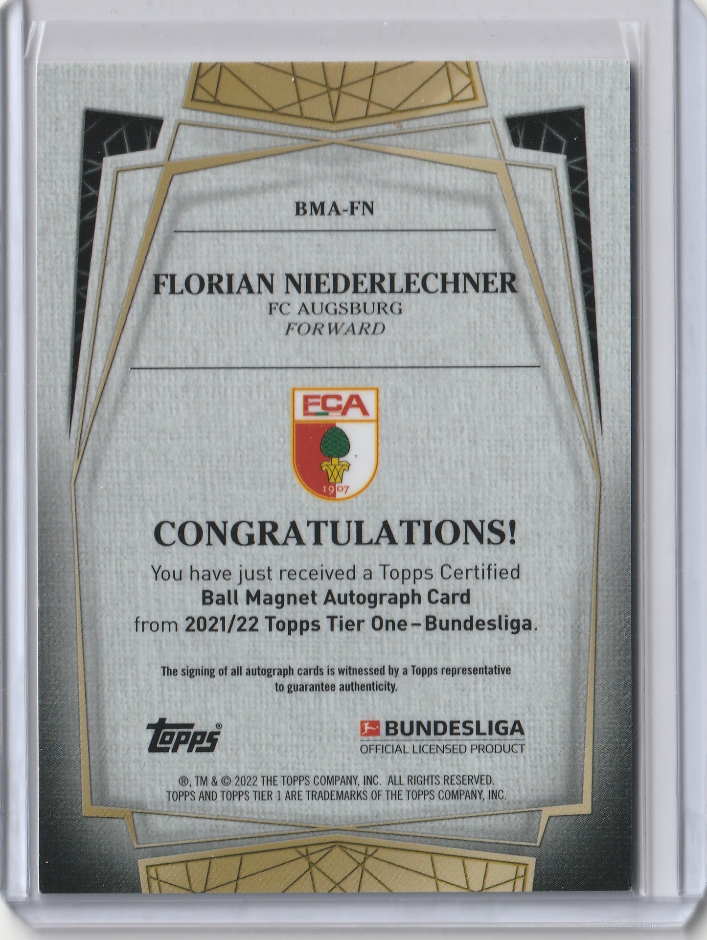 2021/22 Topps Tier One Bundesliga - Auto, Purple - F.Niederlechner 11/50, #BMA-FN