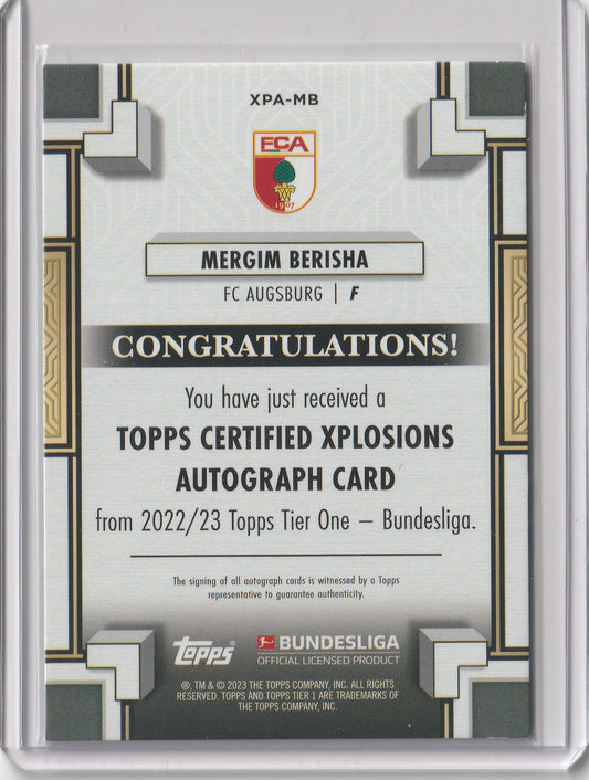 Mergim Berisha 2022/23 Topps Tier One Bundesliga Auto Xplosions 053/120 #XPA-MB Fiedler24