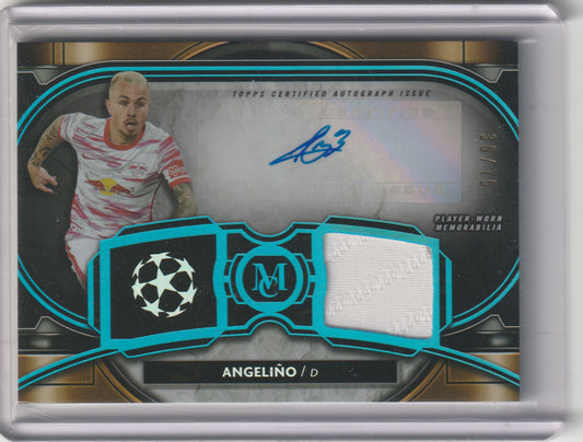2021-22 Topps Museum Collection UCL - Autograph Relic - Sapphire - Angeliño 38/75, #MAR-AN