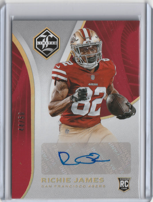 2018 Panini Limited - Gold Spotlight - Rookie Autograph - Richie James 44/50, #204