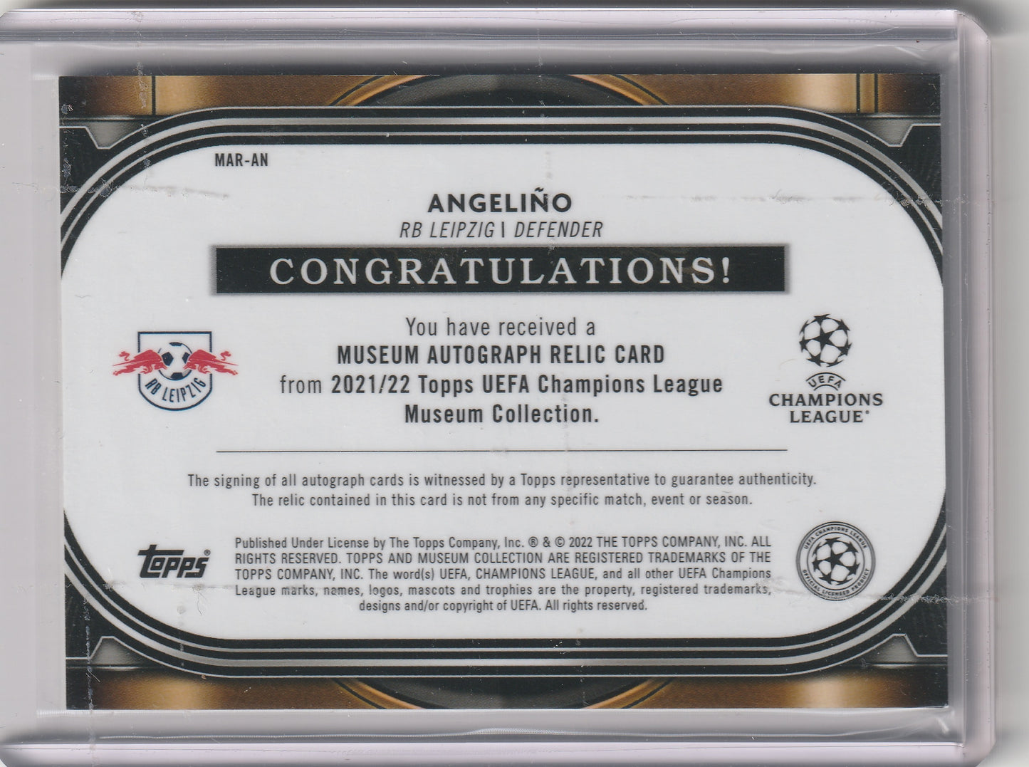 2021-22 Topps Museum Collection UCL - Autograph Relic - Sapphire - Angeliño 38/75, #MAR-AN