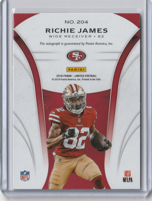 2018 Panini Limited - Gold Spotlight - Rookie Autograph - Richie James 44/50, #204