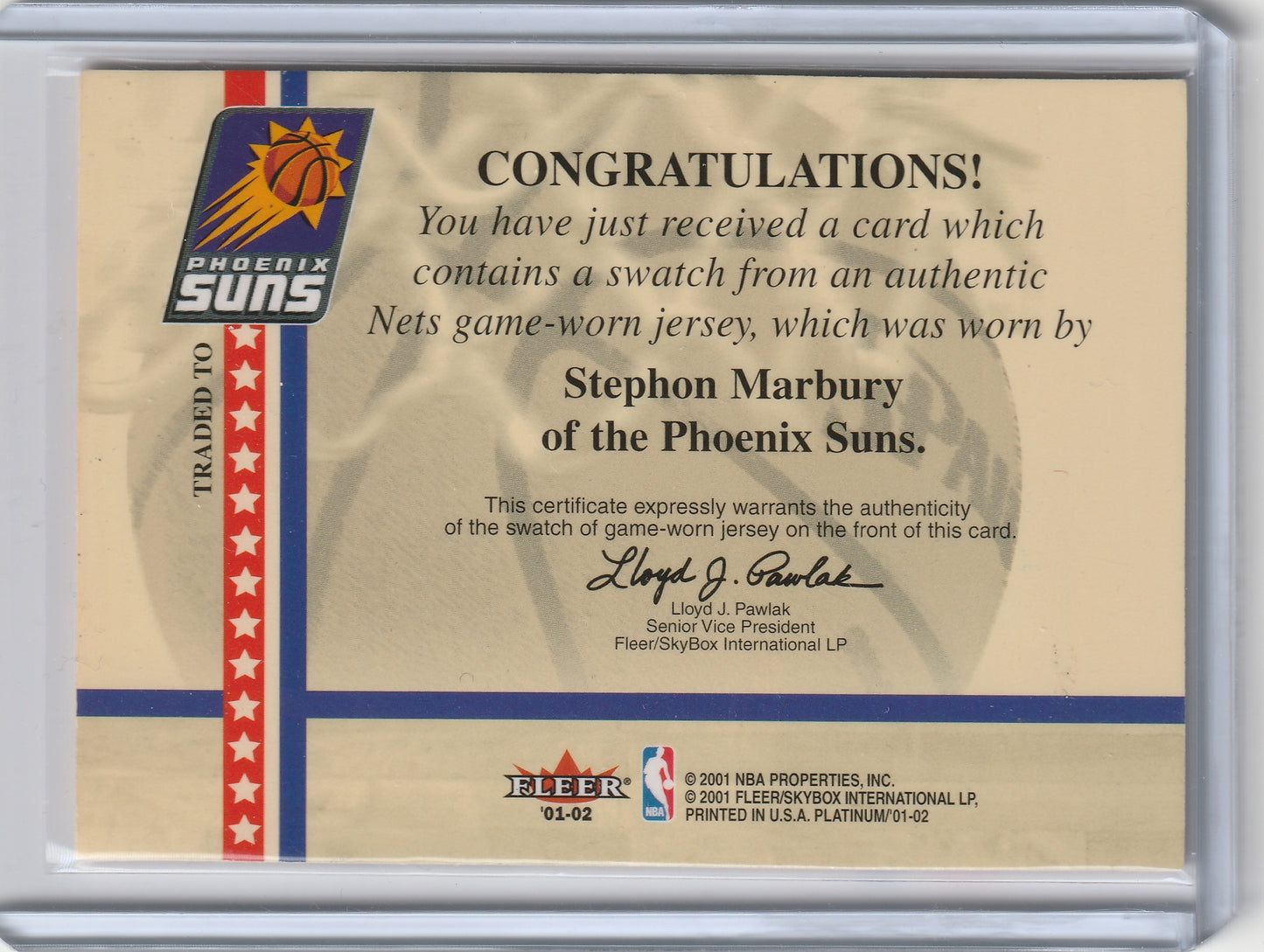 2001-02 Fleer Platinum - National Patch Time - Stephon Marbury, #_STMA