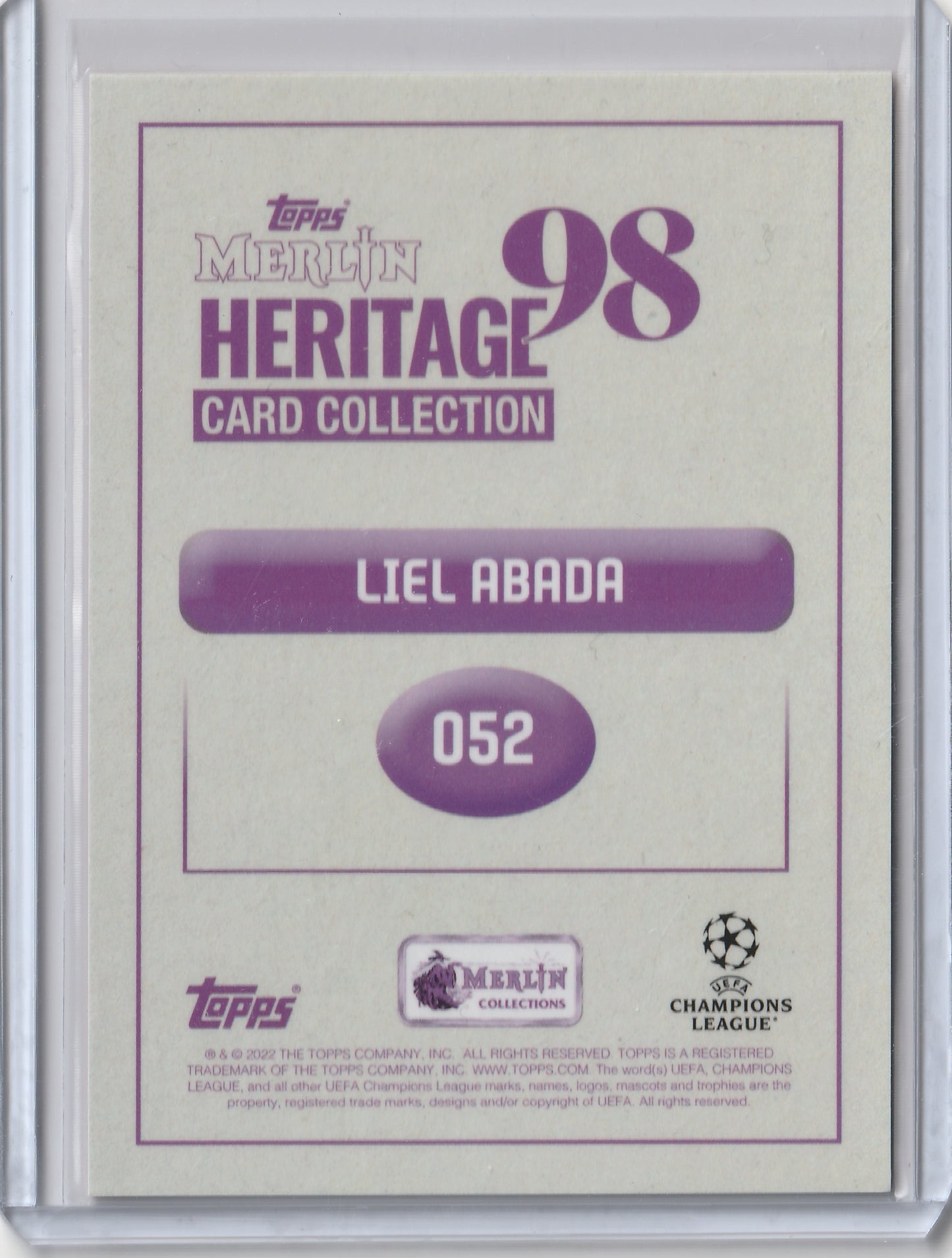 2022-23 Topps Merlin's Heritage 98 UCL - Orange Autographs - Liel Abada 10/10, #052