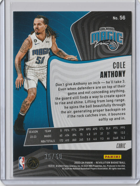 2023-24 Panini Revolution - Cubic - Cole Anthony 35/50, #56
