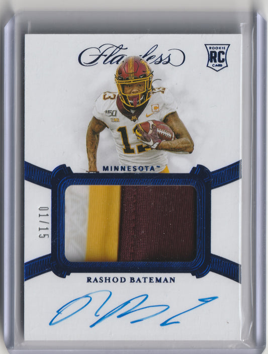 2021 Flawless - Sapphire, Patch/Auto on Card - RC Rashod Bateman #01/15, #44 RPA
