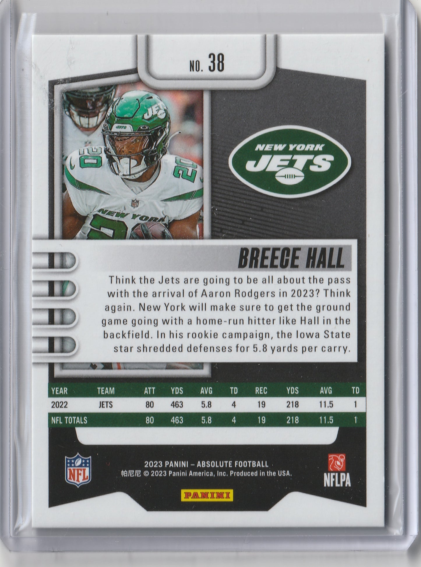 2023 Panini Absolute - Purple Spectrum - Breece Hall 5/5, #38